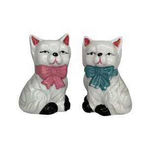 Set of Cat Kitten Salt Pepper Shaker Pastel Pink Blue Cute JAPAN 🇯🇵